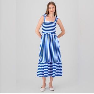 Lark & Grey White & Blue Striped Maxi Dress Size XL